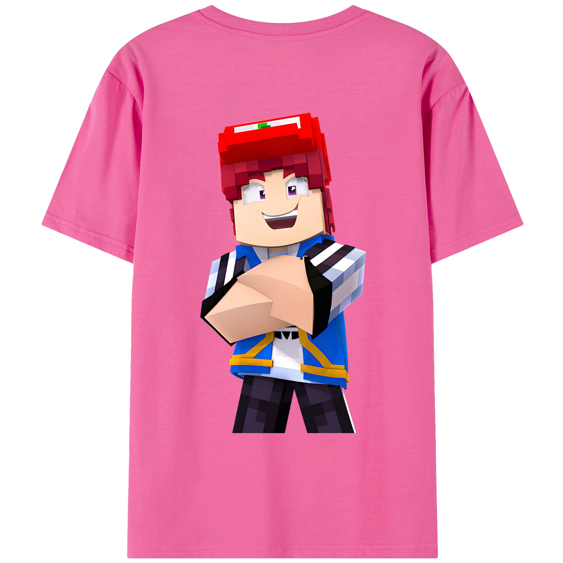 （画像用） マインクラフト ブロックの世界 Minecraft MC Block world レディース半袖Tシャツ(バックプリント)